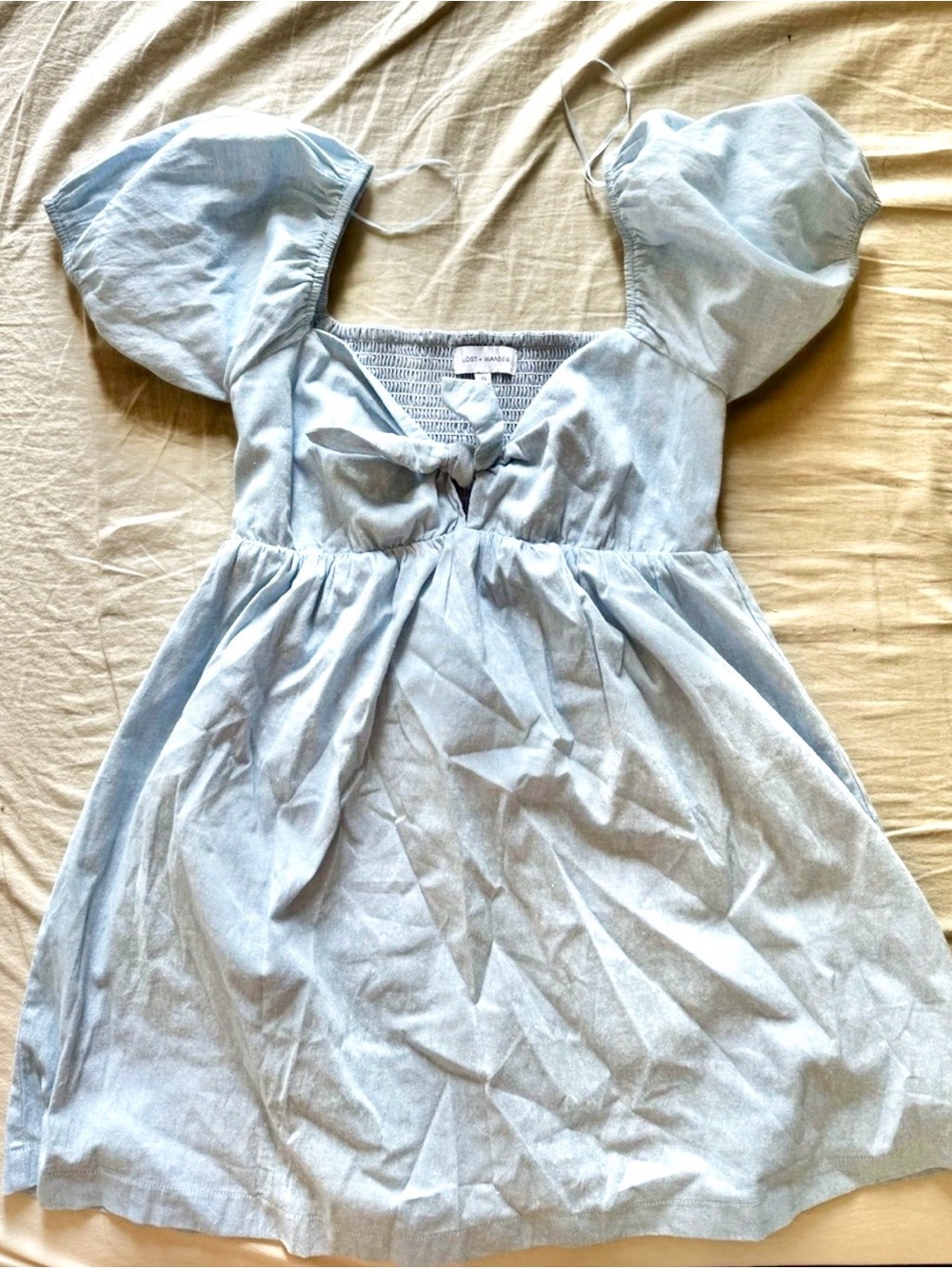 Light Blue Mini Dress with Front Tie